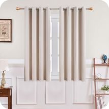 Rideau Occultant Thermique Isolant 140x160 cm Rideaux de Petite Fenêtre Courts Beige Intérieurs pour Salon Chambre à Coucher Lot de 2 avec Oeillets