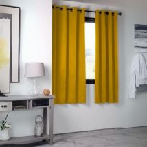 Rideau occultant uni 210gr/m2 Jaune moutarde 135x180 cm