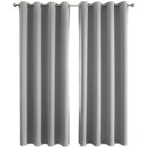 Rideau Occultant Rideau Thermique Isolant Anti Froid Rideau Occultant avec Œillets gris 140x240cm 2 Pièces