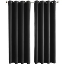 2 Pièces Rideau Occultant Rideau Thermique Isolant Anti Froid Rideau Occultant avec Œillets noir 140x240cm