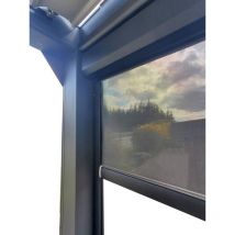 Rideau manuel 4m gris sable pour pergola bioclimatique Actual RAL2900 - coffre aluminium à fixer sur coté 4m -avec système intégré de résistance au