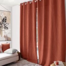 Rideau tamisant aspect gaufré terre cuite 135x240cm - 135x240cm - Terre cuite