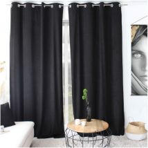 Rideau velours câlin 100% Polyester - 140x260cm - Noir