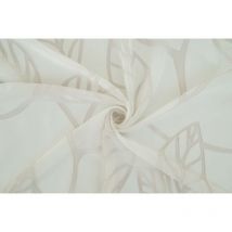 Rideau transparent blanc avec motifs feuille 140x245 cm polyester passants cachés
