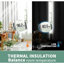 Rideaux 100% occultants de 84 pouces de long 2 panneaux, rideaux de fenêtre à isolation thermique pour salon/chambre à coucher avec doublure noire,