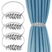 Rideaux, 4 Pièces Pince à Rideau Feuilles d'argent, Porte Rideaux élasticité en Alliage Réglable, Boucles Rideau avec Corde Ressort