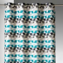 Rideau d'ameublement motifs triangles Bleu Pétrole 140x260 cm