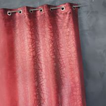 Rideau en jacquard à imprimés et à rayures verticales Rouge Orangé 140x240 cm