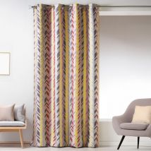 Rideau en jacquard à rayures verticales Jaune 140x260 cm