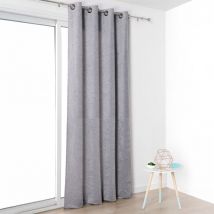 Rideau uni gris aspect velours - 140x245 cm - Gris