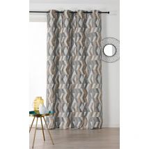 Rideau tendance motif courbe design - 135x240cm - Beige