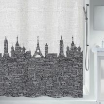 Spirella - Cortina de ducha urban de poliéster 240x180 cm negra y gris