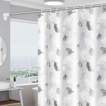 Linghhang - Rideaux de Douche, Rideau de Douche 180x200 cm, Rideau Douche Anti Moisissure - Blanc la Feuille Lavable Rideau - pour la Maison,