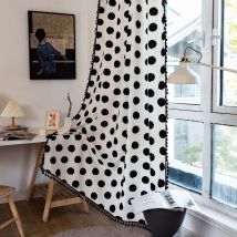 Rideaux de fenêtre semi-occultants à rayures géométriques pour salon Boho Rideaux assombrissants en lin et coton (52 w x 84 l)