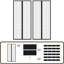 Rideaux de porte anti-insectes 2 pcs avec aimants noir 210x90cm - Moustiquaire - Rideau Anti-insecte - Rideau Insecte - Protection Contre Les