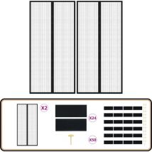 Rideaux de porte anti-insectes 2 pcs et aimants noir 220x100 cm - Rideau Anti-insectes - Moustiquaire - Rideau De Porte - Écran Anti-insecte