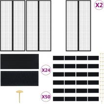 Rideaux de porte anti-insectes 2 pcs et aimants noir 220x100 cm - Rideau Anti-insectes - Moustiquaire - Rideau De Porte - Écran Anti-insecte