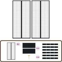 Rideaux de porte anti-insectes 2 pcs et aimants noir 220x110 cm - Rideau Anti-insectes - Moustiquaire - Rideau De Porte - Écran Anti-moustique
