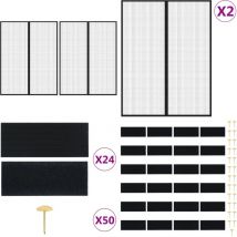 Rideaux de porte anti-insectes 2 pcs et aimants noir 230x160 cm - Rideau Anti-insectes - Moustiquaire - Rideau De Porte - Écran Anti-moustique