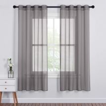 Rideaux décoratifs modernes - Rideau court gris pour la maison, filtre lumineux, rideau en voile naturel