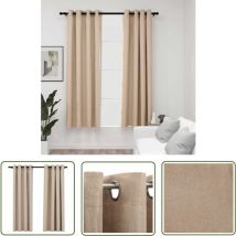 The Living Store Rideaux occultants aspect lin avec œillets 2pcs beige 140x175cm - Rideaux Occultants - Rideaux Lin - Rideaux Beige - Décoration