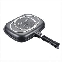 Poêle à frire double face Dessini, poêle à barbecue 32 cm/12,6 po, poêle à griller double face pour cuisson sous pression, marmite portable pour