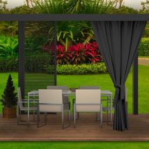 Rideaux D'extérieur 155x200cm Noir Rideau pour Pergola Imperméable Rideau Exterieur pour Terrasse Rideau Pare-Soleil pour Balcon