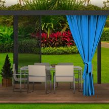 Rideaux D'extérieur 155x220cm Bleu Rideau pour Pergola Imperméable Rideau Exterieur pour Terrasse Rideau Pare-Soleil pour Balcon