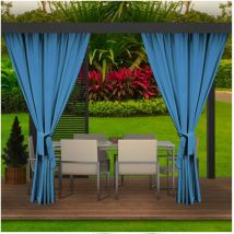 Rideaux d'extérieur pour pergola 2x 155x200cm Bleu Rideau pour Pergola Imperméable Rideau Exterieur pour Pare-Soleil pour Balcon