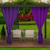 Rideaux d'extérieur pour pergola 2x 155x200cm Violet Rideau pour Pergola Imperméable Rideau Exterieur pour Pare-Soleil pour Balcon