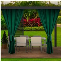 Rideaux d'extérieur pour pergola 2x 155x200cm Vert Rideau pour Pergola Imperméable Rideau Exterieur pour Pare-Soleil pour Balcon