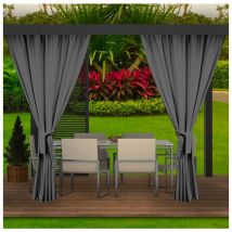 Rideaux d'extérieur pour pergola 2x 155x200cm Anthracite Rideau pour Pergola Imperméable Rideau Exterieur pour Pare-Soleil pour Balcon
