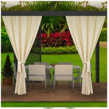 Rideaux d'extérieur pour pergola 2x 155x200cm Beige Rideau pour Pergola Imperméable Rideau Exterieur pour Pare-Soleil pour Balcon