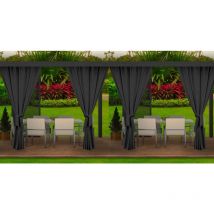 Rideaux D'extérieur 4x155x220cm Noir Rideau pour Pergola Imperméable Rideau Exterieur pour Terrasse Rideau Pare-Soleil pour Balcon