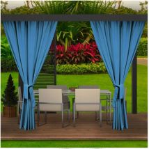 Rideaux D'extérieur Bleu Rideau 2x155x240cm Rideau pour Pergola Imperméable Rideau Exterieur pour Terrasse Rideau Pare-Soleil pour Balcon