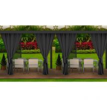 Rideaux D'extérieur Anthracite Rideau 4x155x240cm Rideau pour Pergola Imperméable Rideau Exterieur pour Terrasse Rideau Pare-Soleil pour Balcon