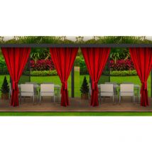 Rideaux D'extérieur Rouge Rideau 4x155x240cm Rideau pour Pergola Imperméable Rideau Exterieur pour Terrasse Rideau Pare-Soleil pour Balcon