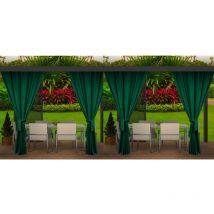 Rideaux D'extérieur Vert Rideau 4x155x240cm Rideau pour Pergola Imperméable Rideau Exterieur pour Terrasse Rideau Pare-Soleil pour Balcon