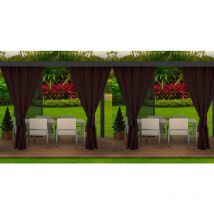 Rideaux d'extérieur pour terrasse 4x155x200cm Marron- Rideau pour Pergola Imperméable Rideau Exterieur pour Terrasse Rideau Pare-Soleil pour Balcon