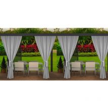 Rideaux d'extérieur pour terrasse 4x155x200cm Gris- Rideau pour Pergola Imperméable Rideau Exterieur pour Terrasse Rideau Pare-Soleil pour Balcon