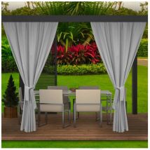 Rideaux D'extérieur Gris Rideau 2x155x240cm Rideau pour Pergola Imperméable Rideau Exterieur pour Terrasse Rideau Pare-Soleil pour Balcon