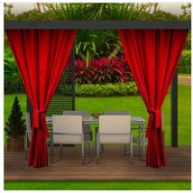 Rideaux D'extérieur Rouge Rideau 2x155x240cm Rideau pour Pergola Imperméable Rideau Exterieur pour Terrasse Rideau Pare-Soleil pour Balcon