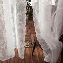 Rideaux en tulle et dentelle, rideaux semi-transparents blancs brodés pour chambre à coucher et salon