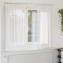 Rideaux en voile avec boucles 2 pcs blanc 140x140 cm