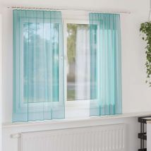 Rideaux en voile avec boucles 2 pcs turquoise 140x140 cm