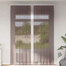 Rideaux en voile avec passe-tringles 2 pcs marron