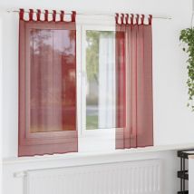 Rideaux en voile avec passe-tringles 2 pcs rouge bordeaux