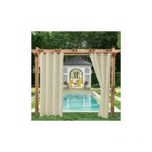Rideaux extérieurs jardin patio gazebo rideaux occultants coupe-vent protection uv et anti-moisissure, rideaux isolants thermiques avec boutonnières,