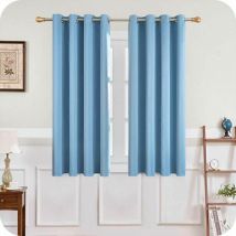 Blue Blackout Curtains - 52 x 63 Inch Bedroom Curtains 2 Panels Room Darkening Curtains/Drapes - Soundproof Thermal Grommet Window Curtains for