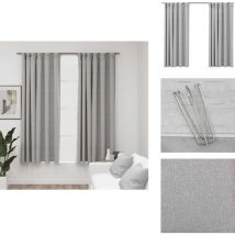 Rideaux occultants aspect lin avec crochets 2pcs Gris 140x175cm - Rideaux Occultants - Rideaux Gris - Rideaux Lin - Rideaux Pour Salon - Rideaux Pour